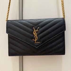 Yves Saint Laurent Black Chevron Crossbody Bag